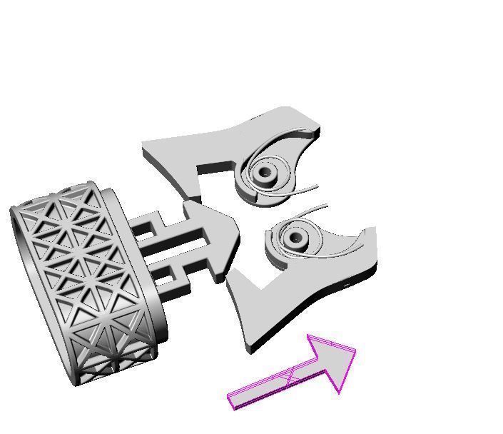 Lock for bracelet or chain with steel spring 3D print model_11