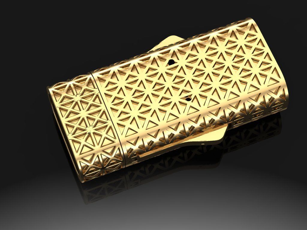 Lock for bracelet or chain with steel spring 3D print model_1