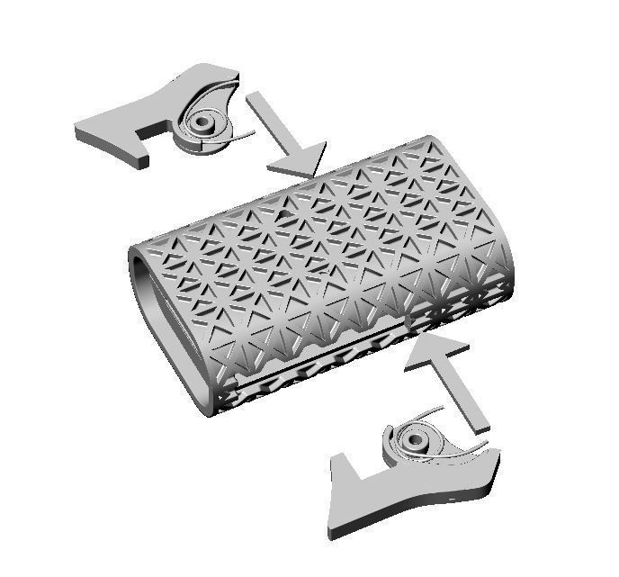 Lock for bracelet or chain with steel spring 3D print model_7