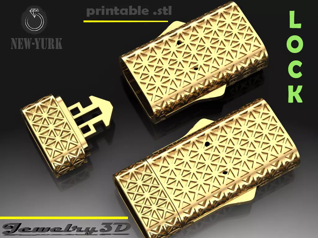 Lock for bracelet or chain with steel spring 3D print model_0