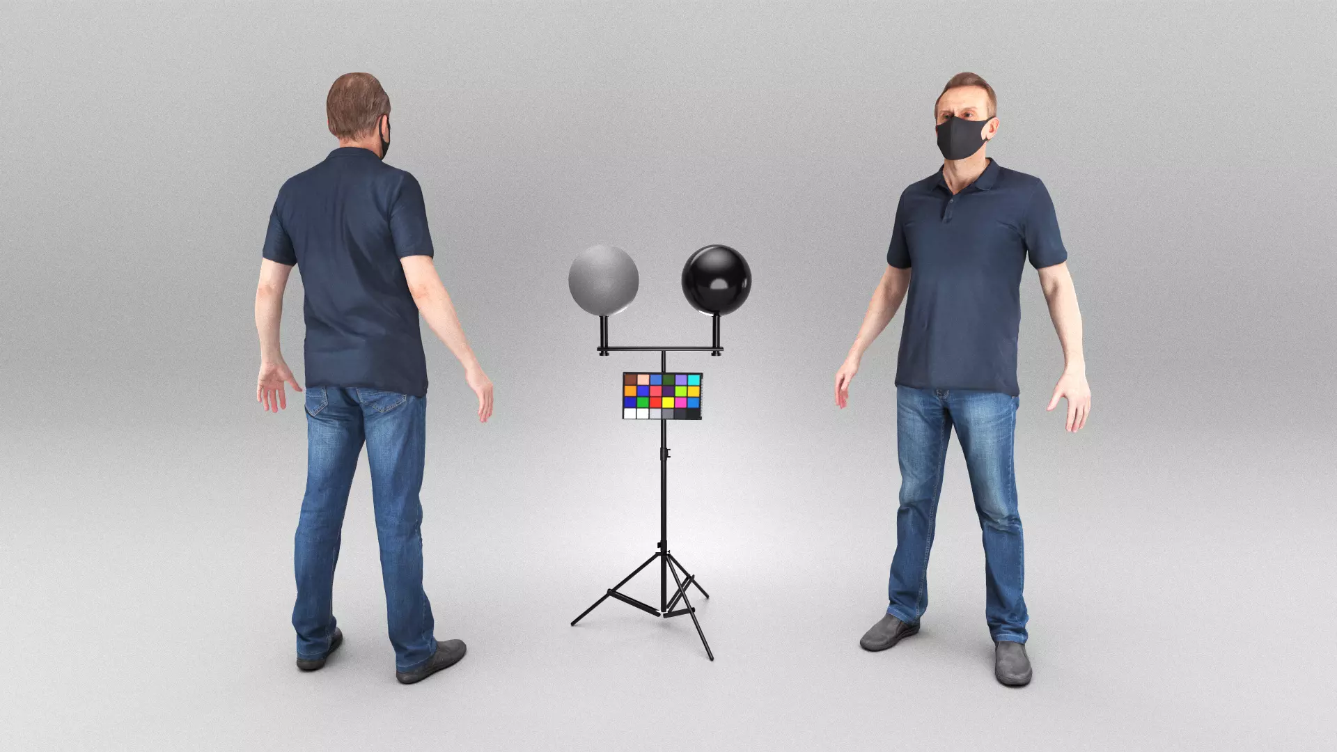 Man in black face mask ready for animation 405 Low-poly 3D model_0