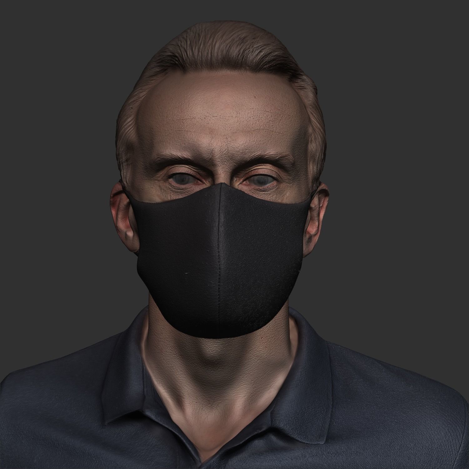 Man in black face mask ready for animation 405 Low-poly 3D model_7