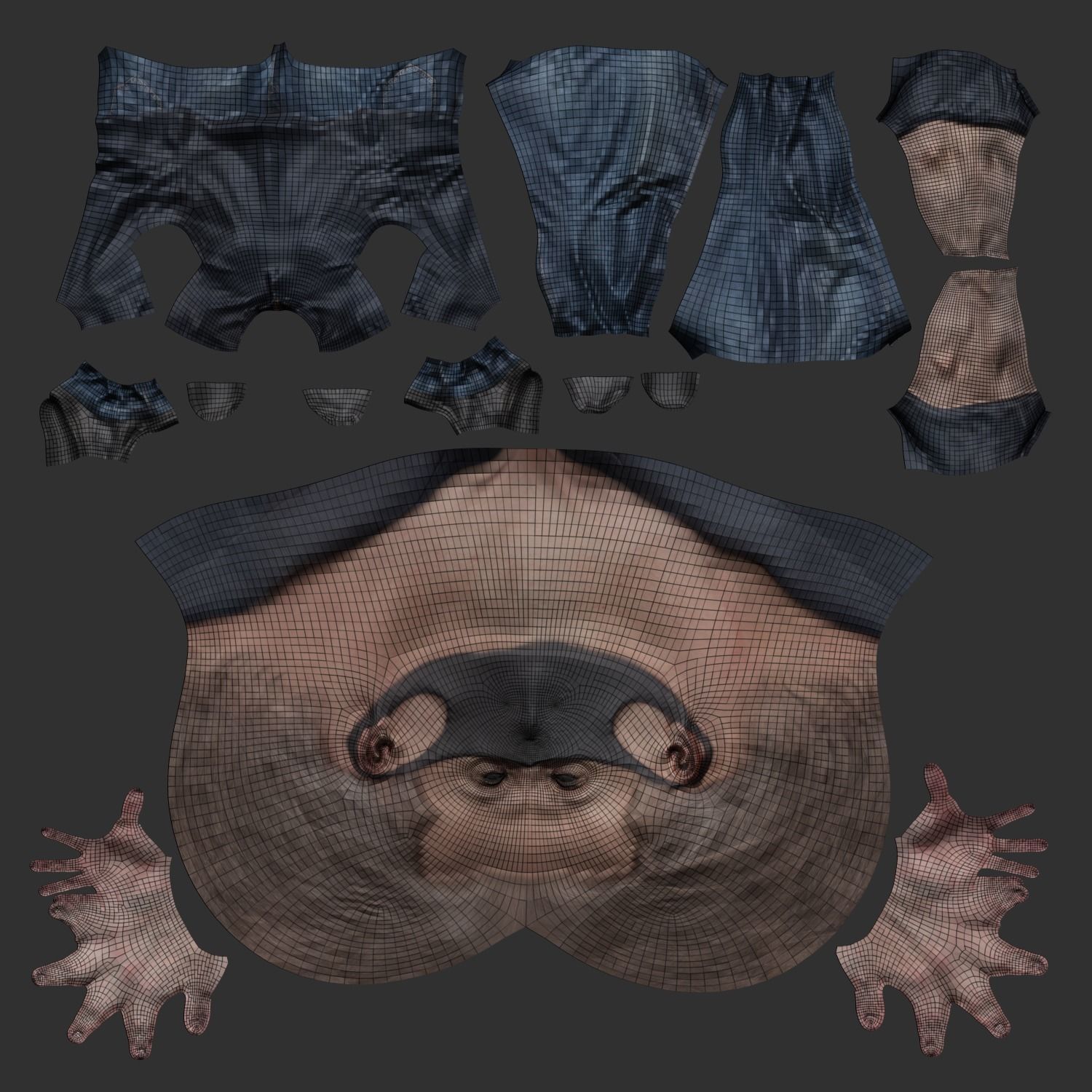 Man in black face mask ready for animation 405 Low-poly 3D model_8