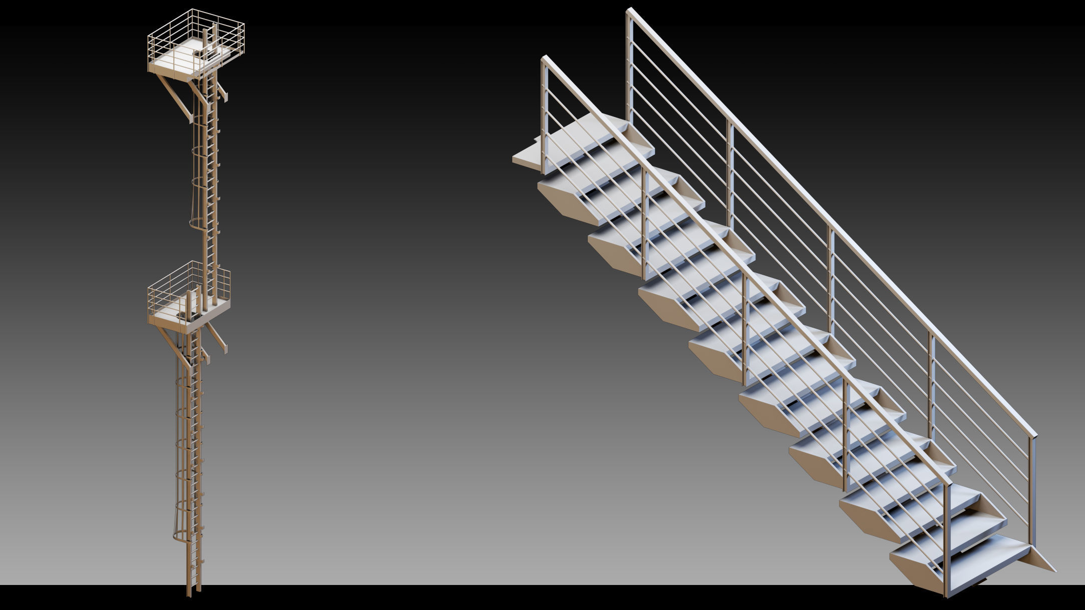 50 Stairs- Vol 03- Kitbash- High detail 3d models 3D model_4