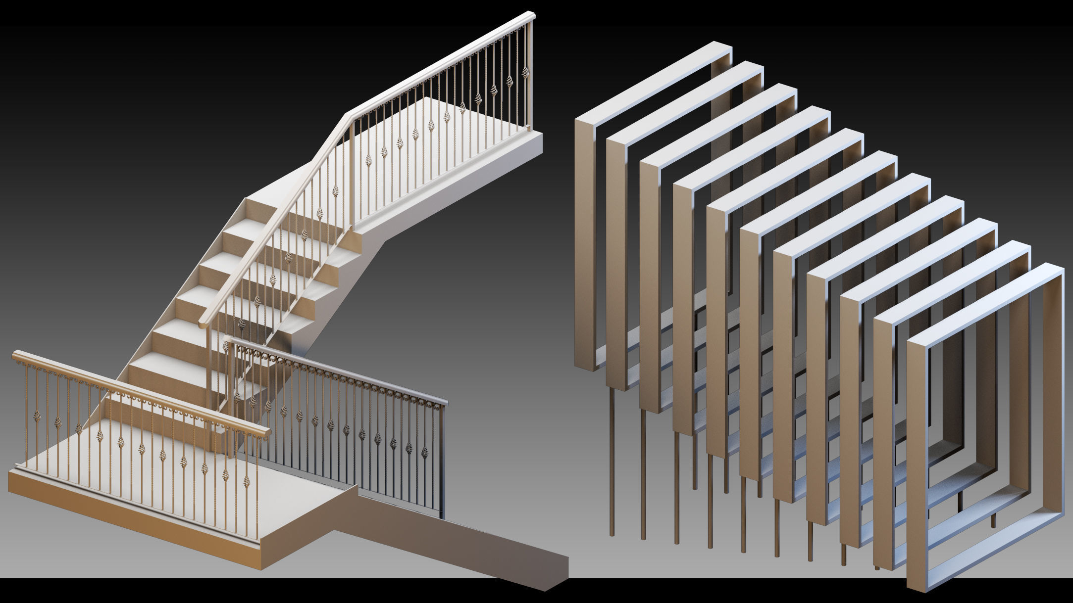 50 Stairs- Vol 03- Kitbash- High detail 3d models 3D model_23