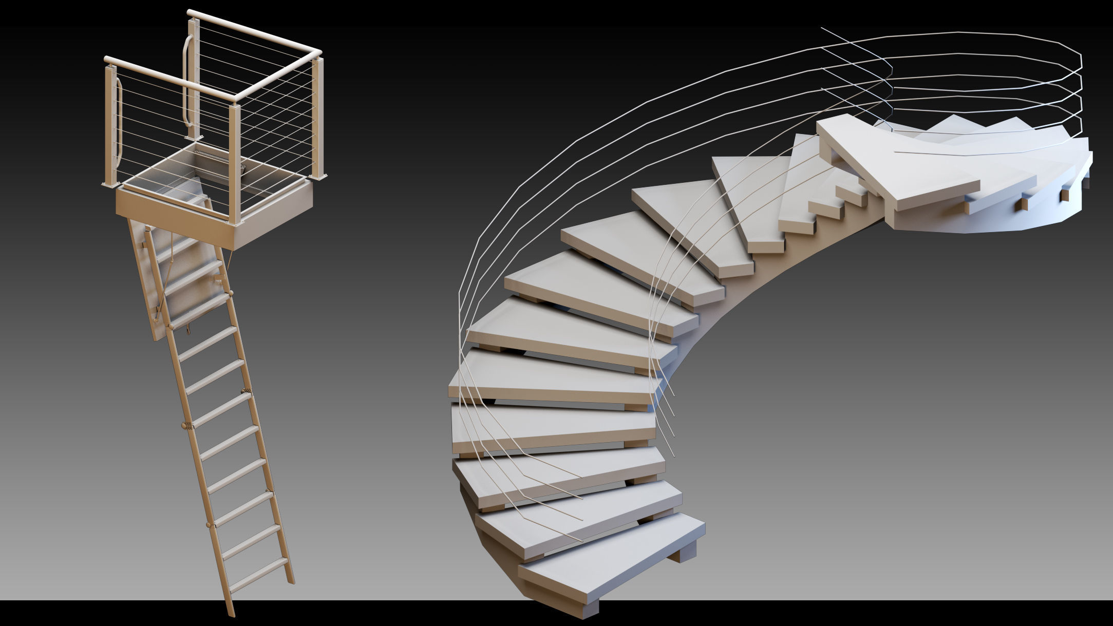 50 Stairs- Vol 03- Kitbash- High detail 3d models 3D model_21
