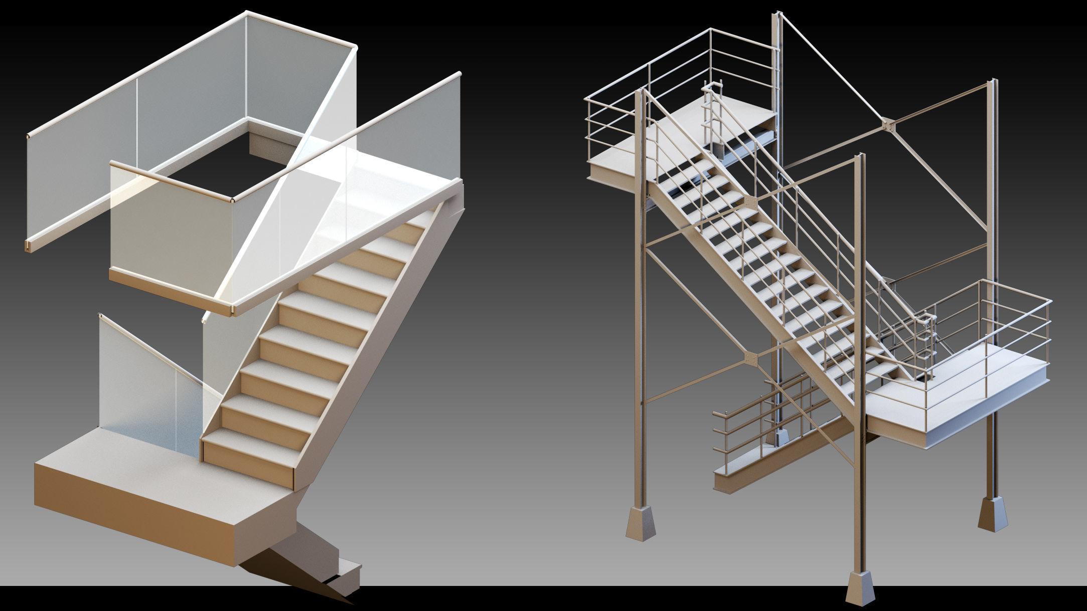 50 Stairs- Vol 03- Kitbash- High detail 3d models 3D model_1