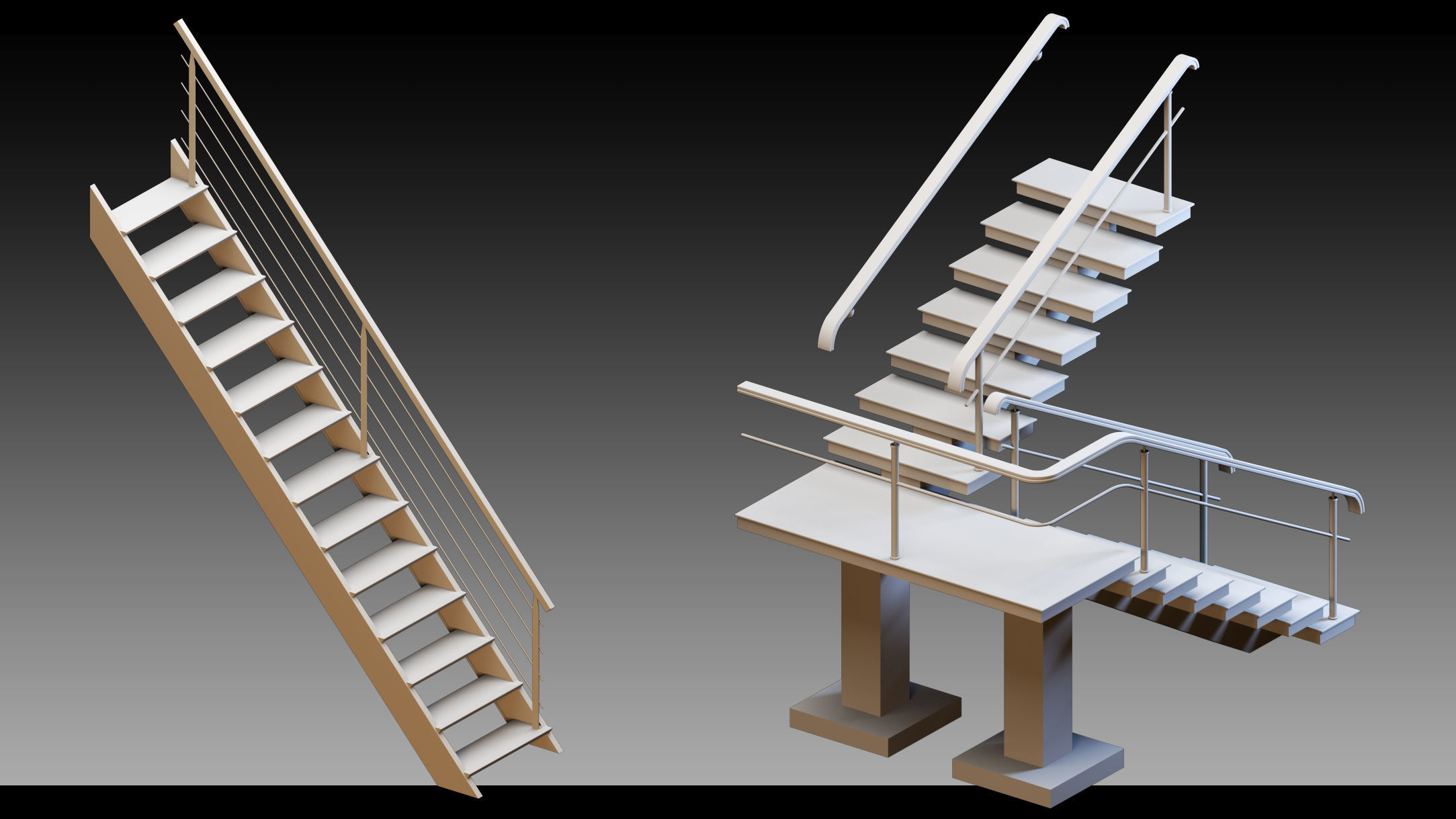 50 Stairs- Vol 03- Kitbash- High detail 3d models 3D model_13