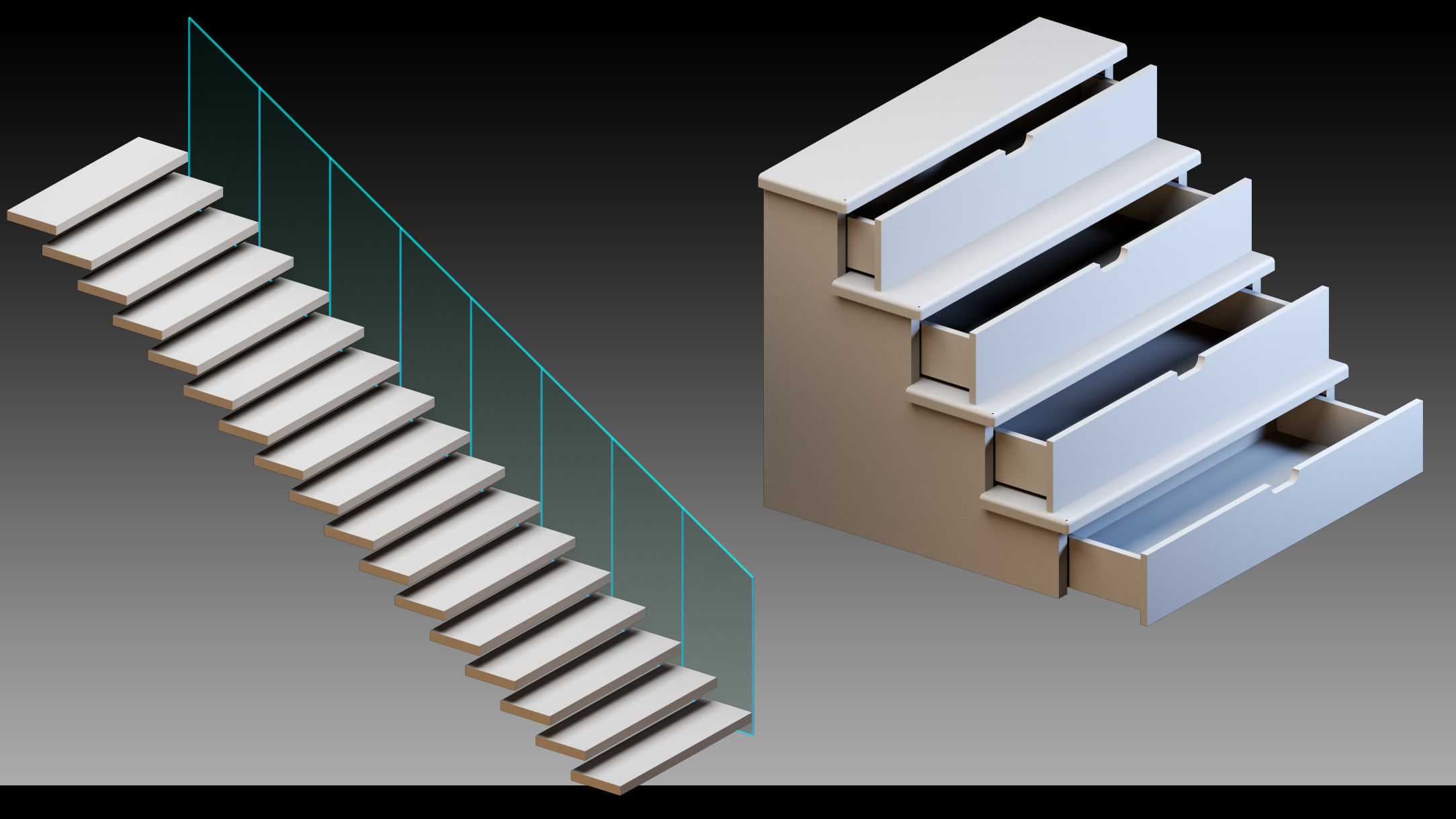 50 Stairs- Vol 03- Kitbash- High detail 3d models 3D model_3
