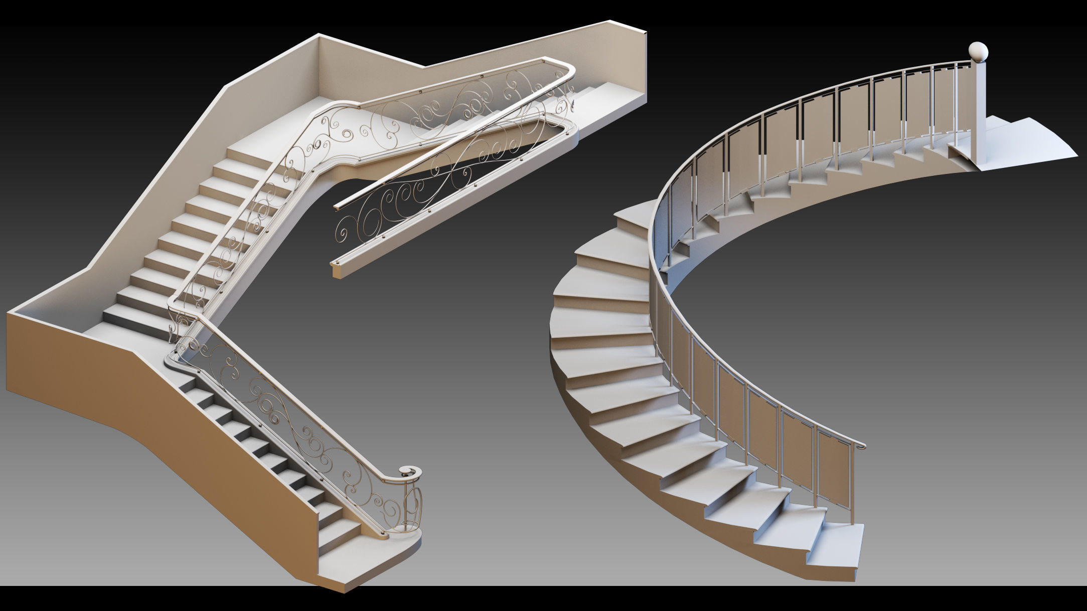 50 Stairs- Vol 03- Kitbash- High detail 3d models 3D model_25