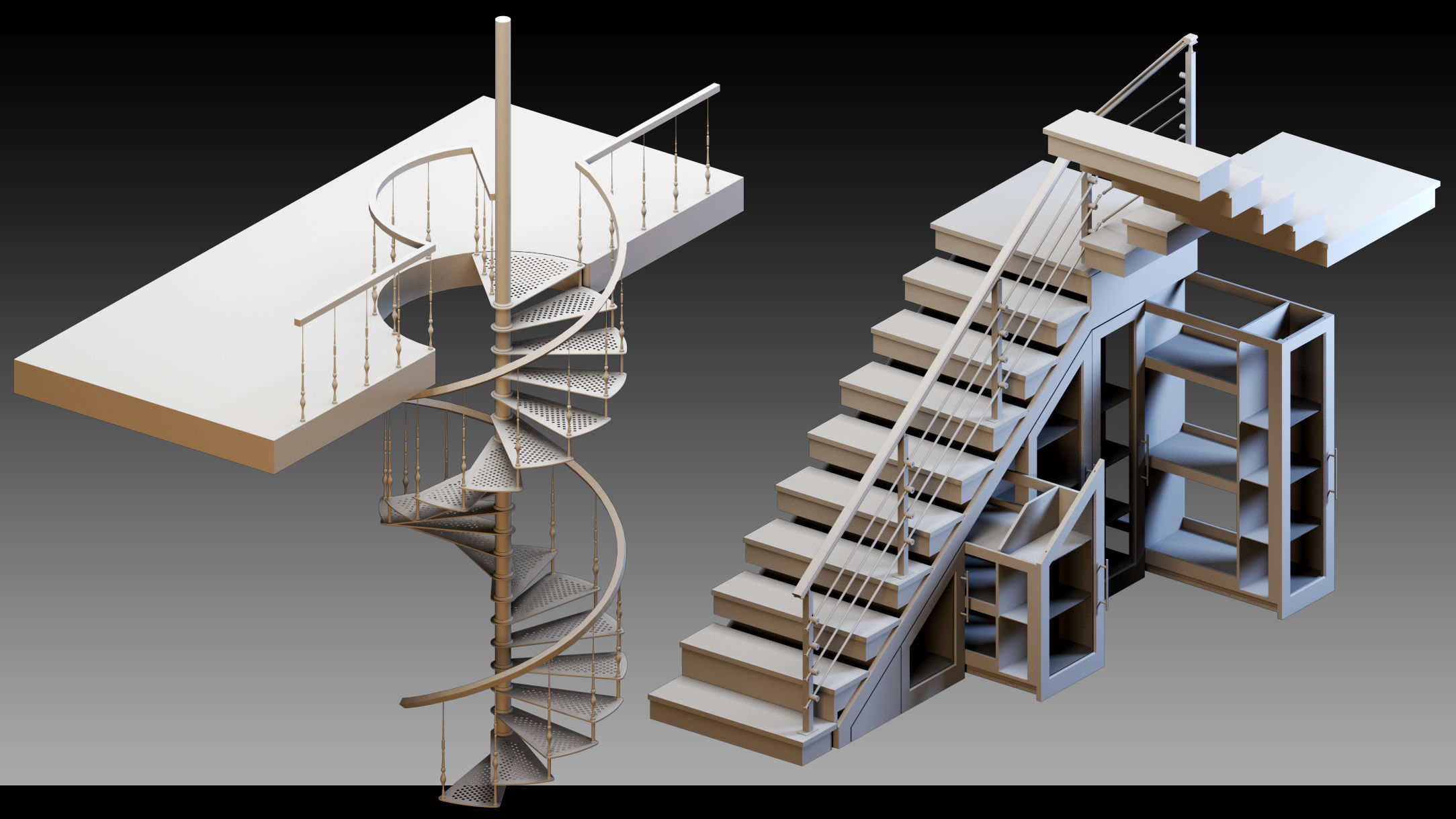 50 Stairs- Vol 03- Kitbash- High detail 3d models 3D model_8