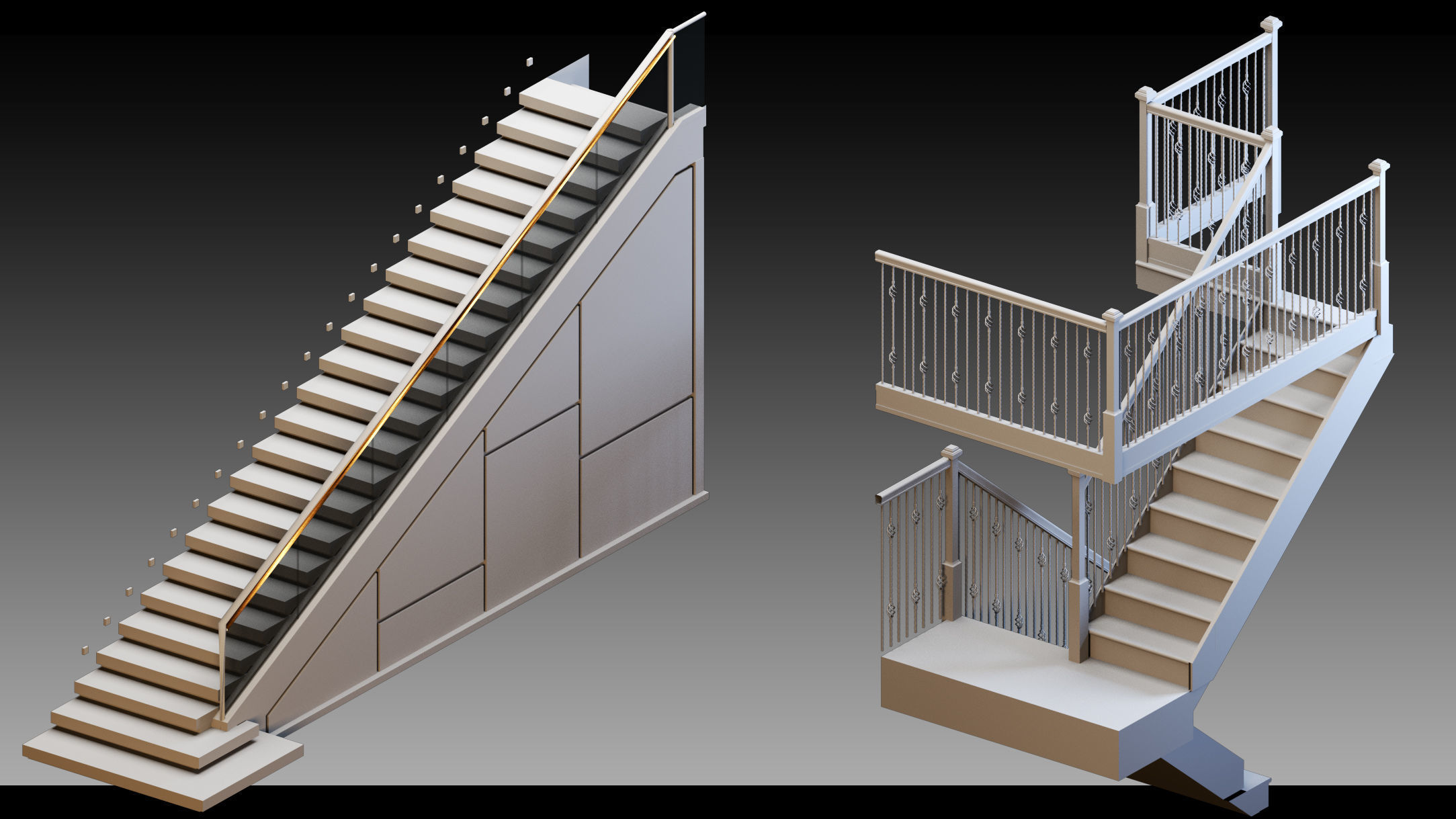 50 Stairs- Vol 03- Kitbash- High detail 3d models 3D model_15