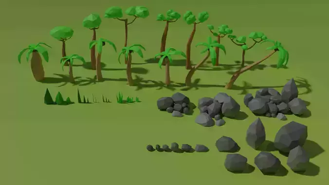 Lowpoly tropical island pack collection