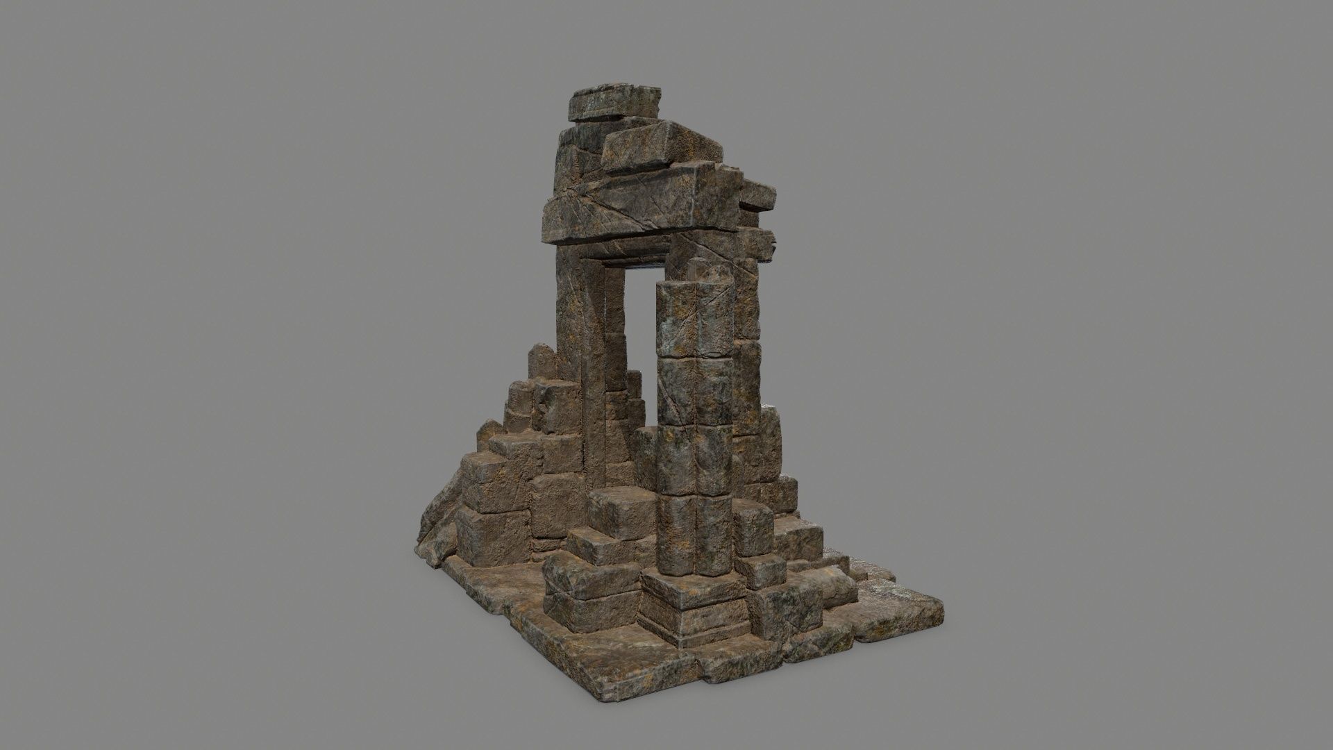 Ruin Gate Low-poly 3D model_10