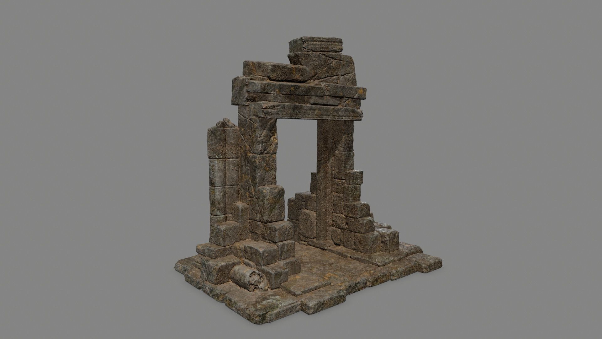Ruin Gate Low-poly 3D model_8
