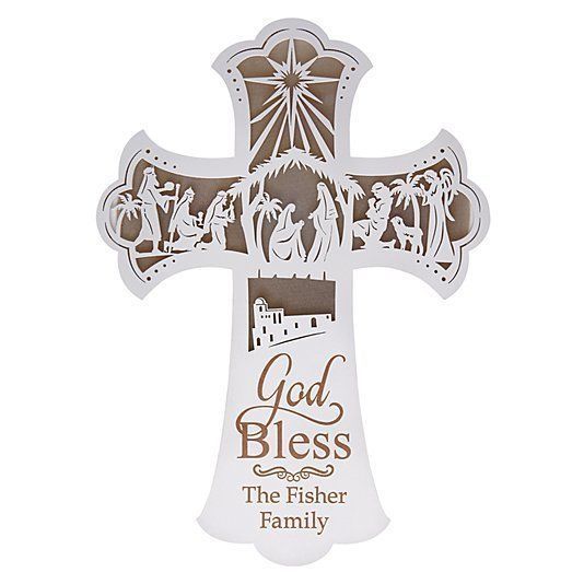 nativity wall cross - can add light inside 3D print model_10