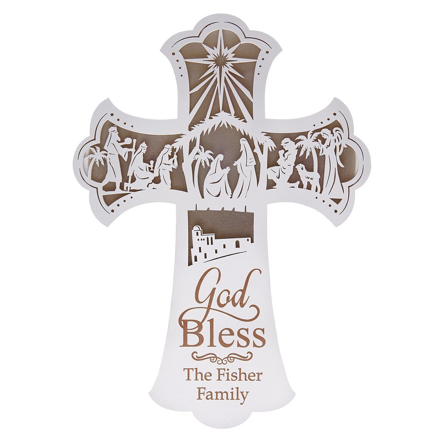 nativity wall cross - can add light inside 3D print model_9