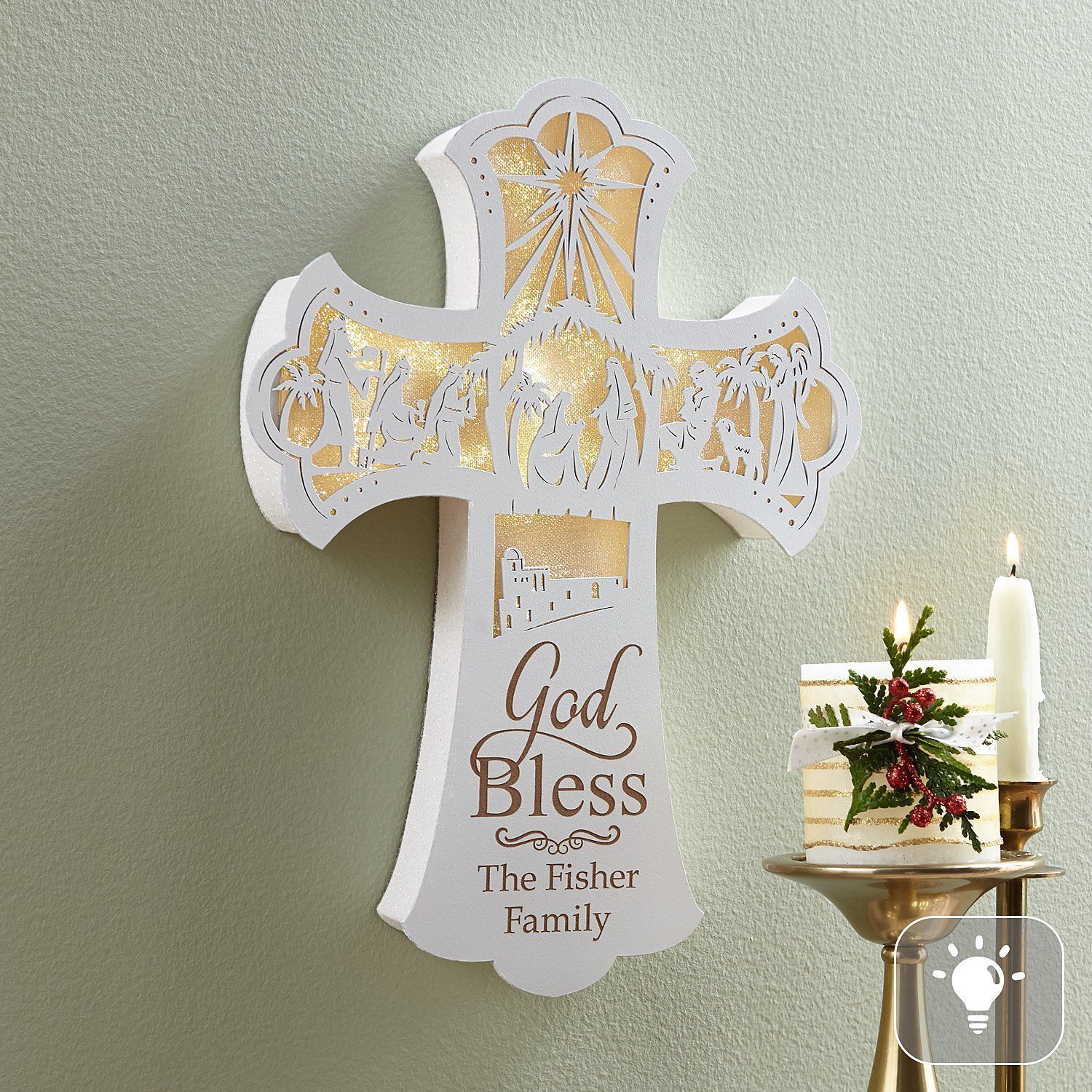nativity wall cross - can add light inside 3D print model_5