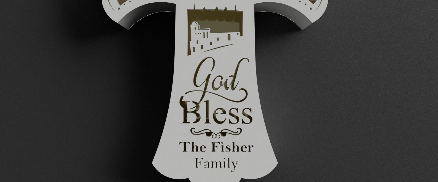 nativity wall cross - can add light inside 3D print model_4