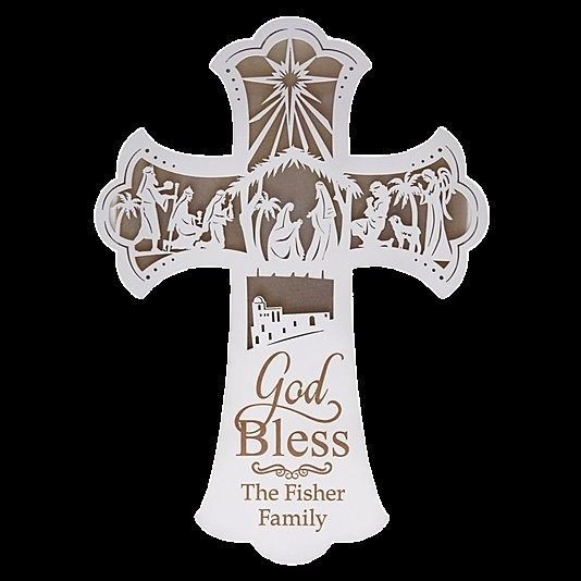 nativity wall cross - can add light inside 3D print model_6