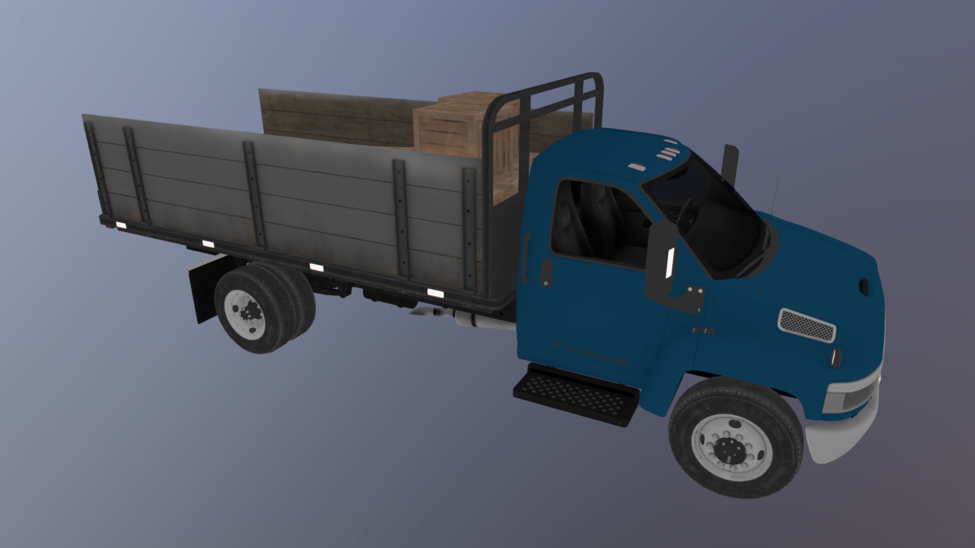 Flatbed truck Low-poly 3D model_33