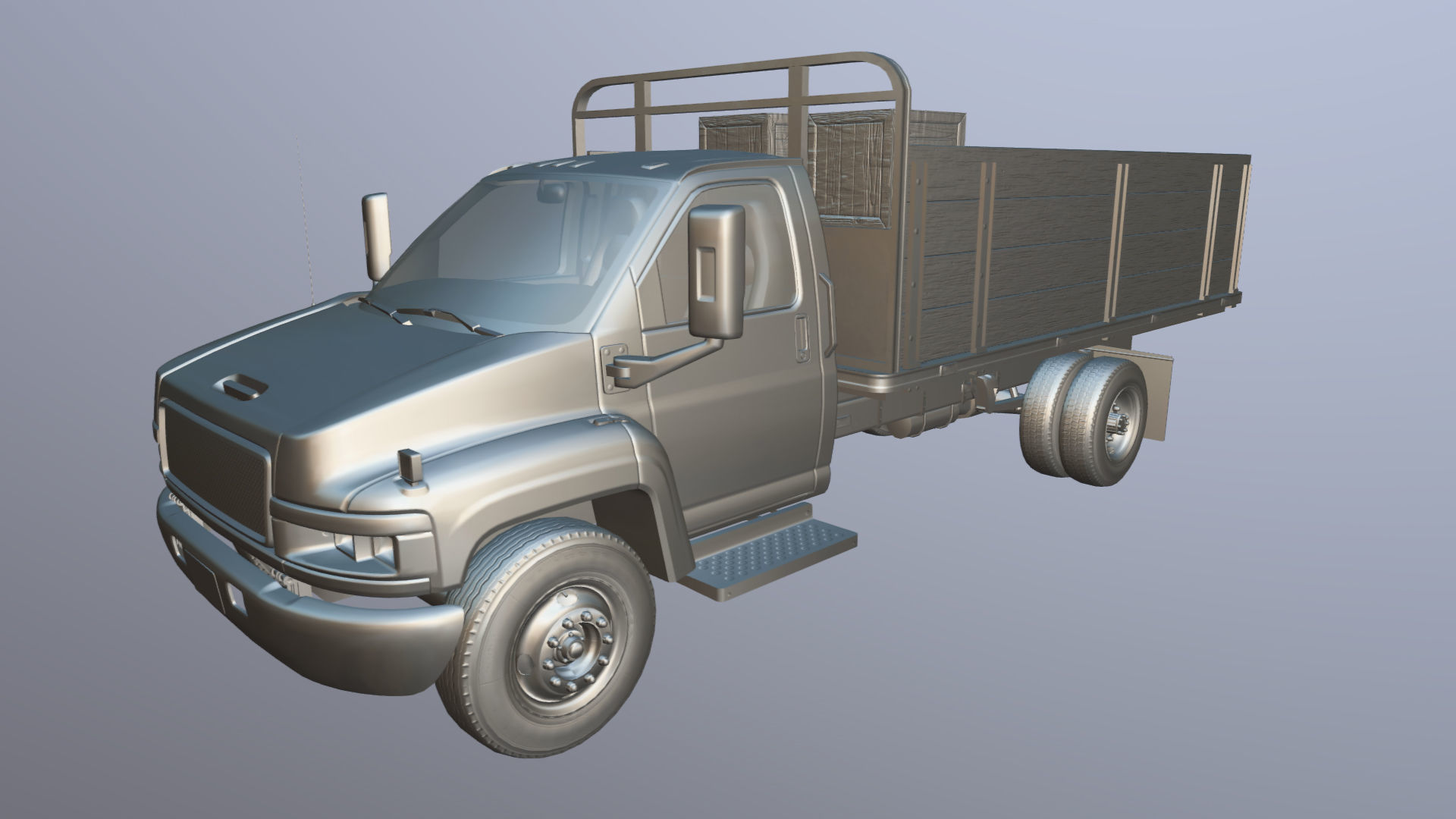 Flatbed truck Low-poly 3D model_36