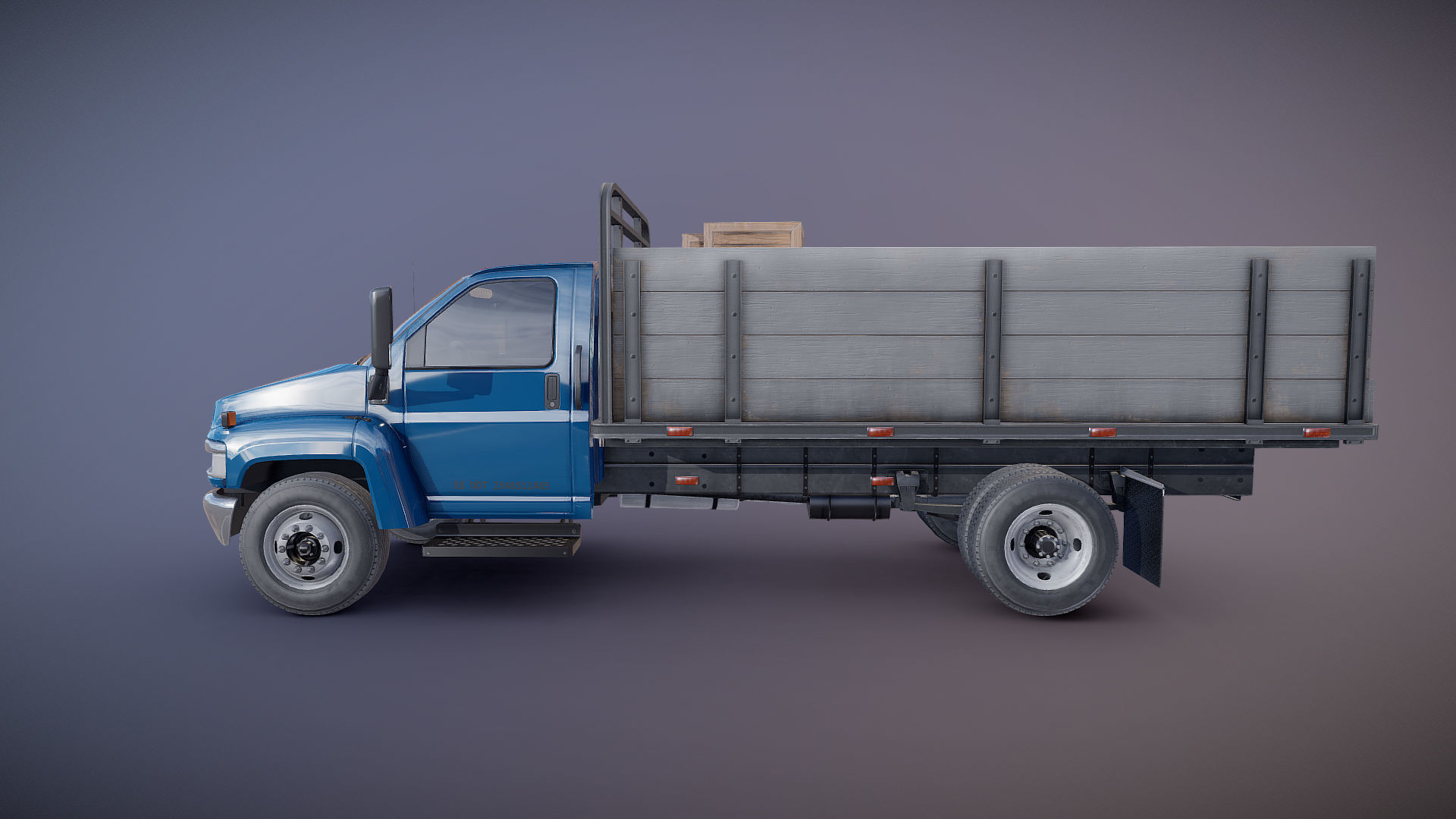 Flatbed truck Low-poly 3D model_21