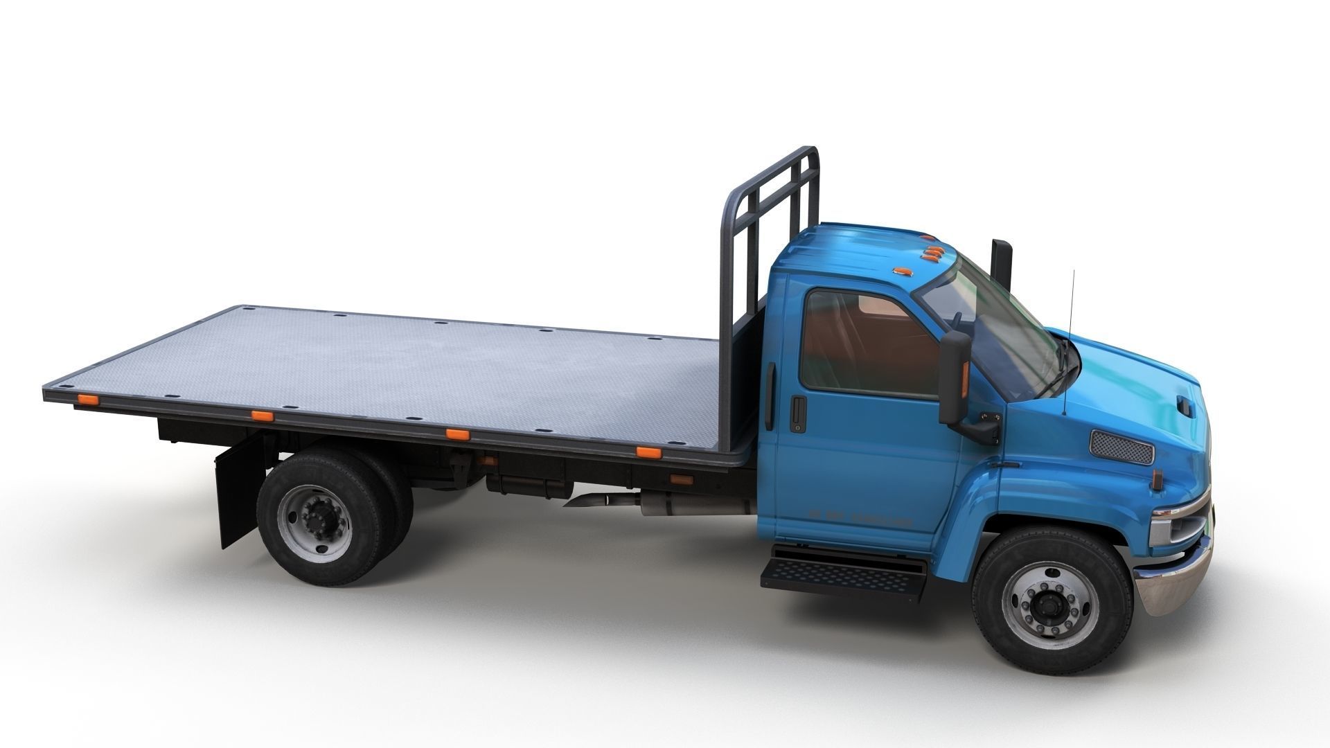 Flatbed truck Low-poly 3D model_11