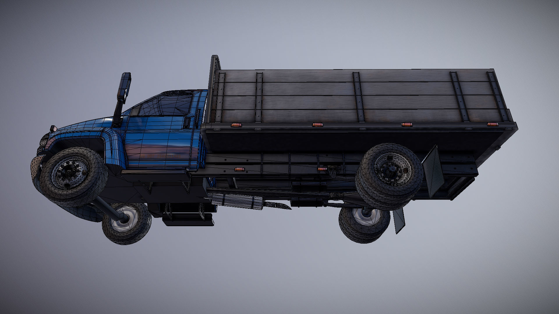 Flatbed truck Low-poly 3D model_29
