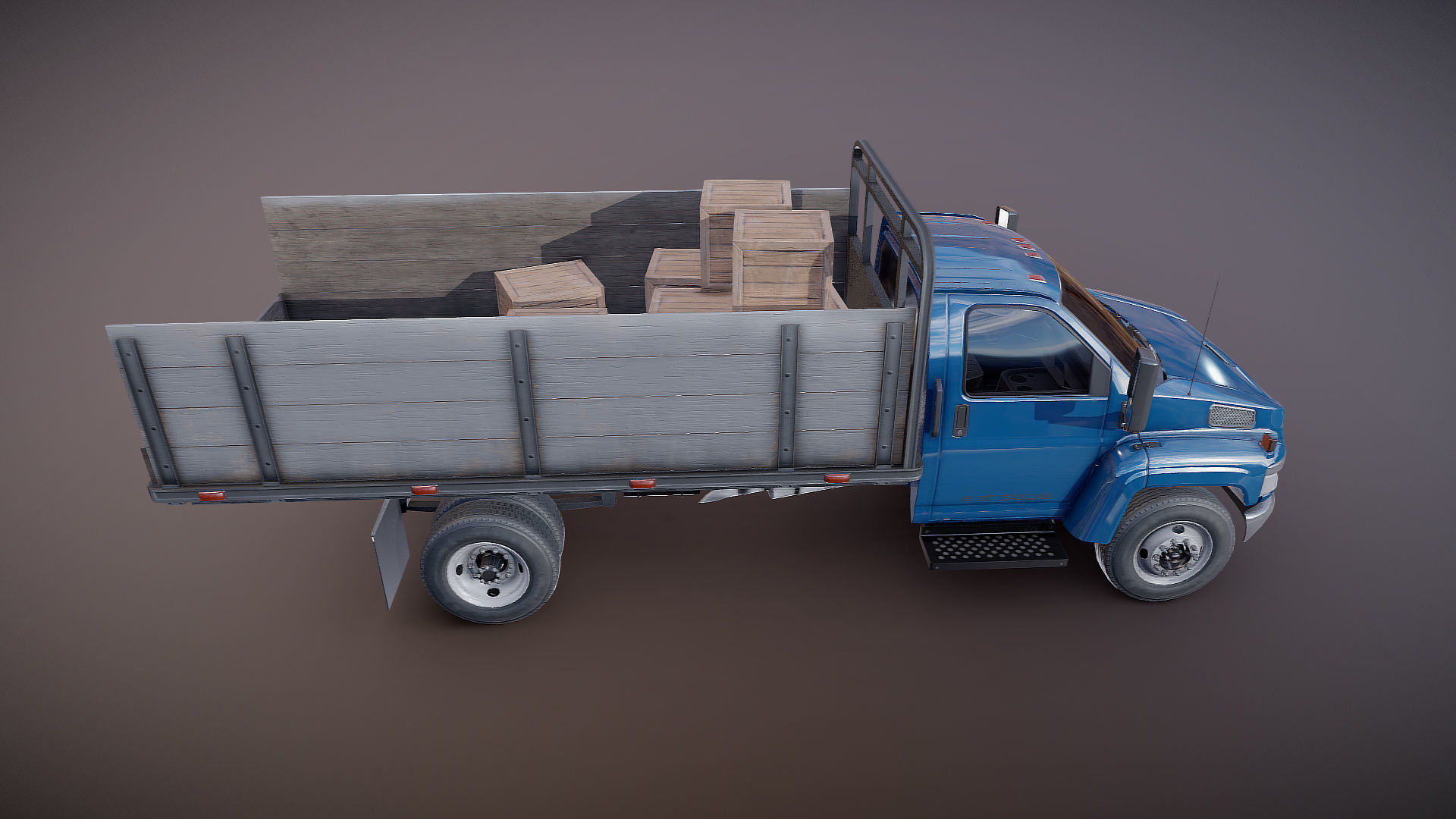 Flatbed truck Low-poly 3D model_22