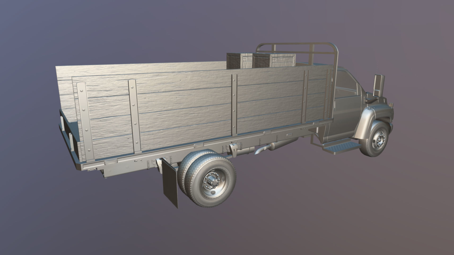 Flatbed truck Low-poly 3D model_35