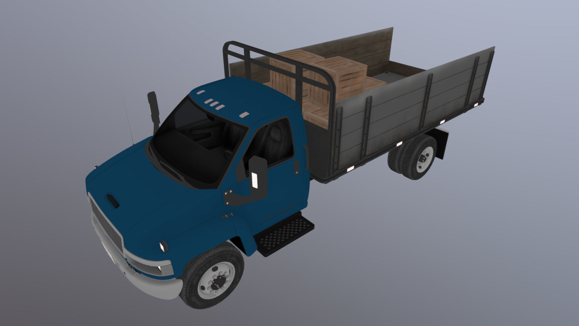 Flatbed truck Low-poly 3D model_32