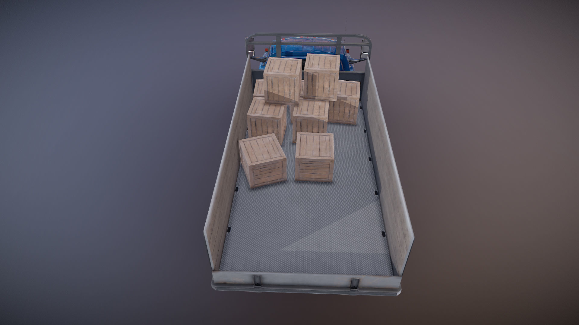 Flatbed truck Low-poly 3D model_23