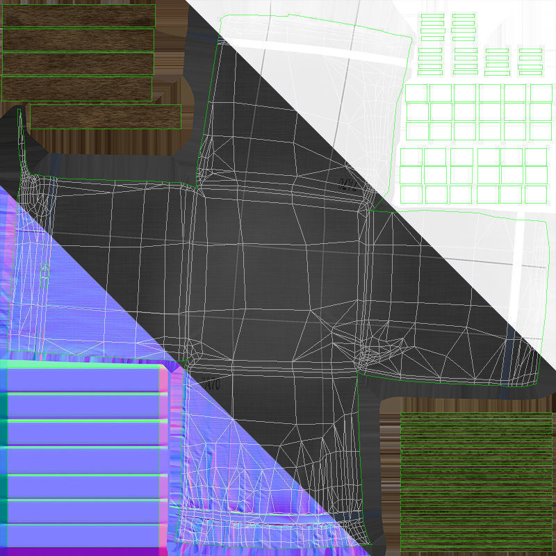 Flatbed truck Low-poly 3D model_45