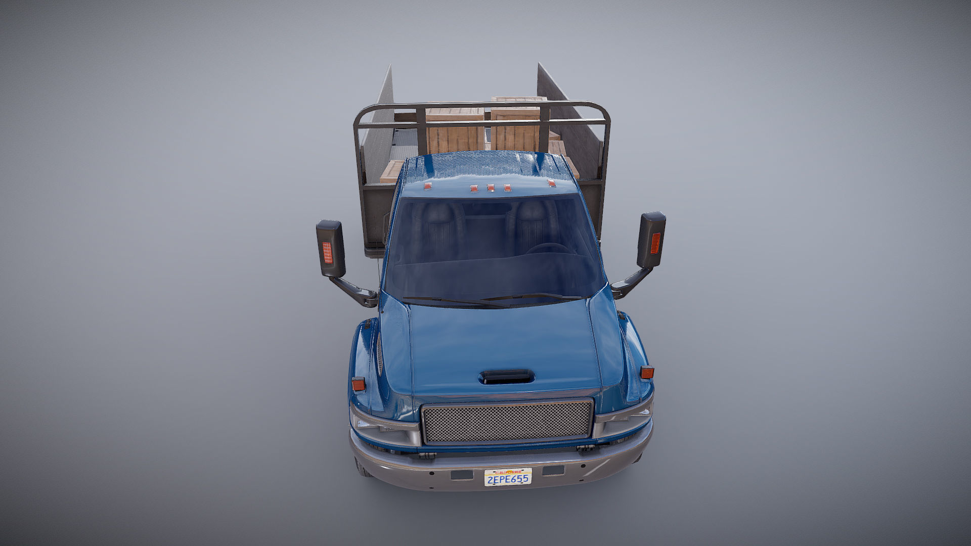 Flatbed truck Low-poly 3D model_24