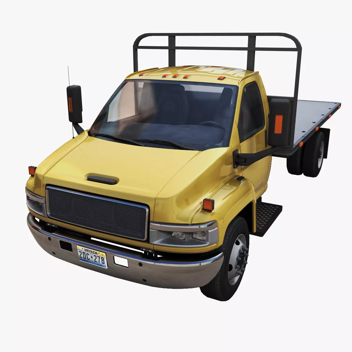 Flatbed truck Low-poly 3D model_0