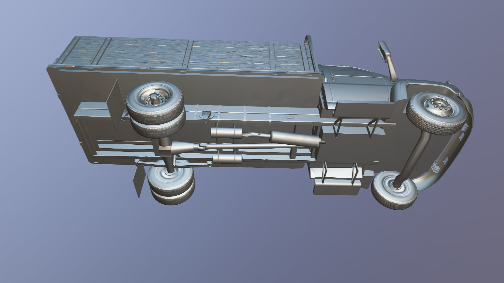 Flatbed truck Low-poly 3D model_34