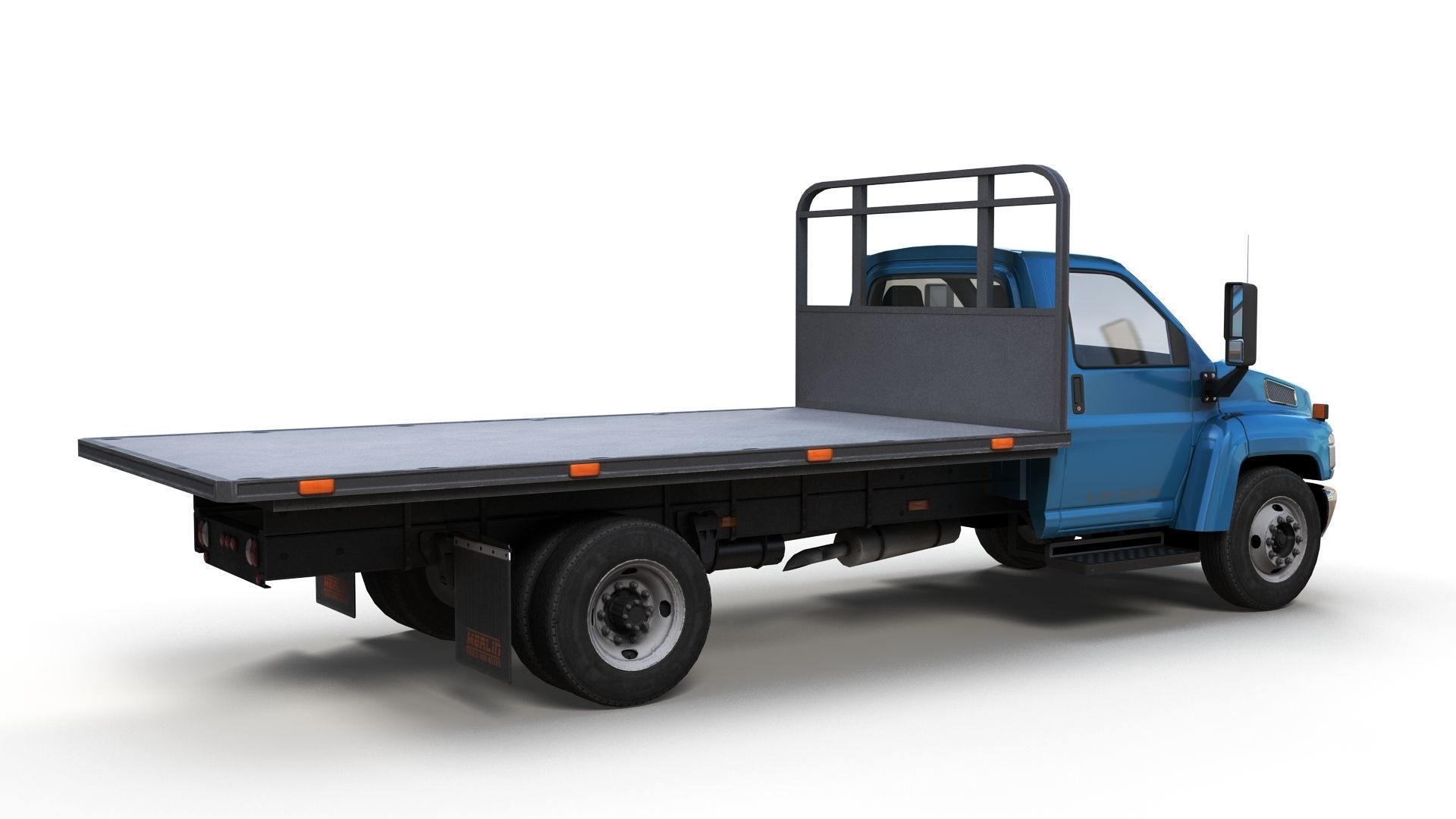 Flatbed truck Low-poly 3D model_10