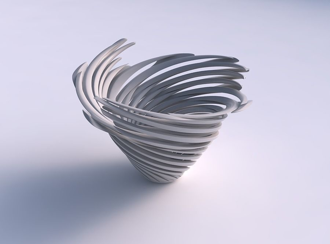 Bowl funnel with twisted sharp muscle structure very twisted wavy