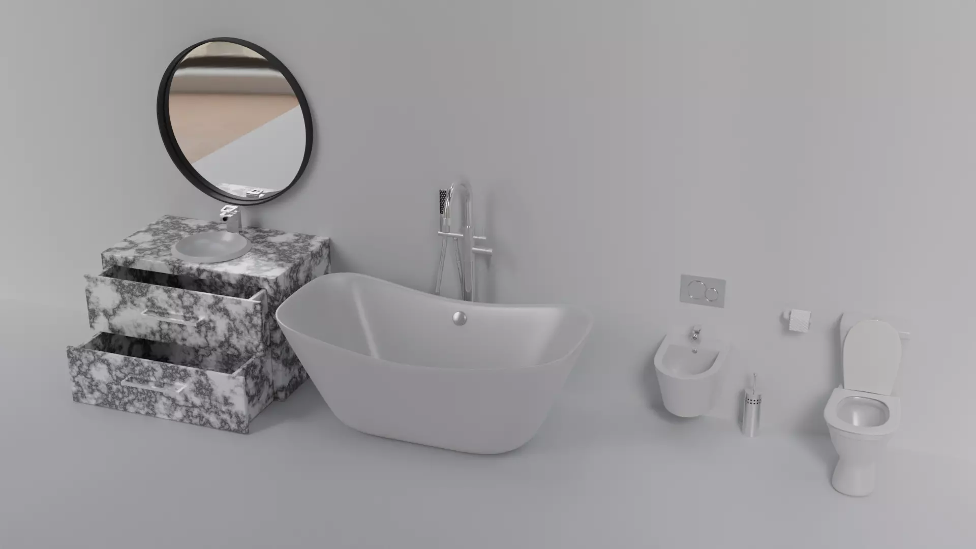 3D Sanitary ware and bathroom furniture model 3D model