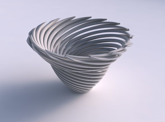 Bowl funnel with twisted sharp muscle structure very twisted