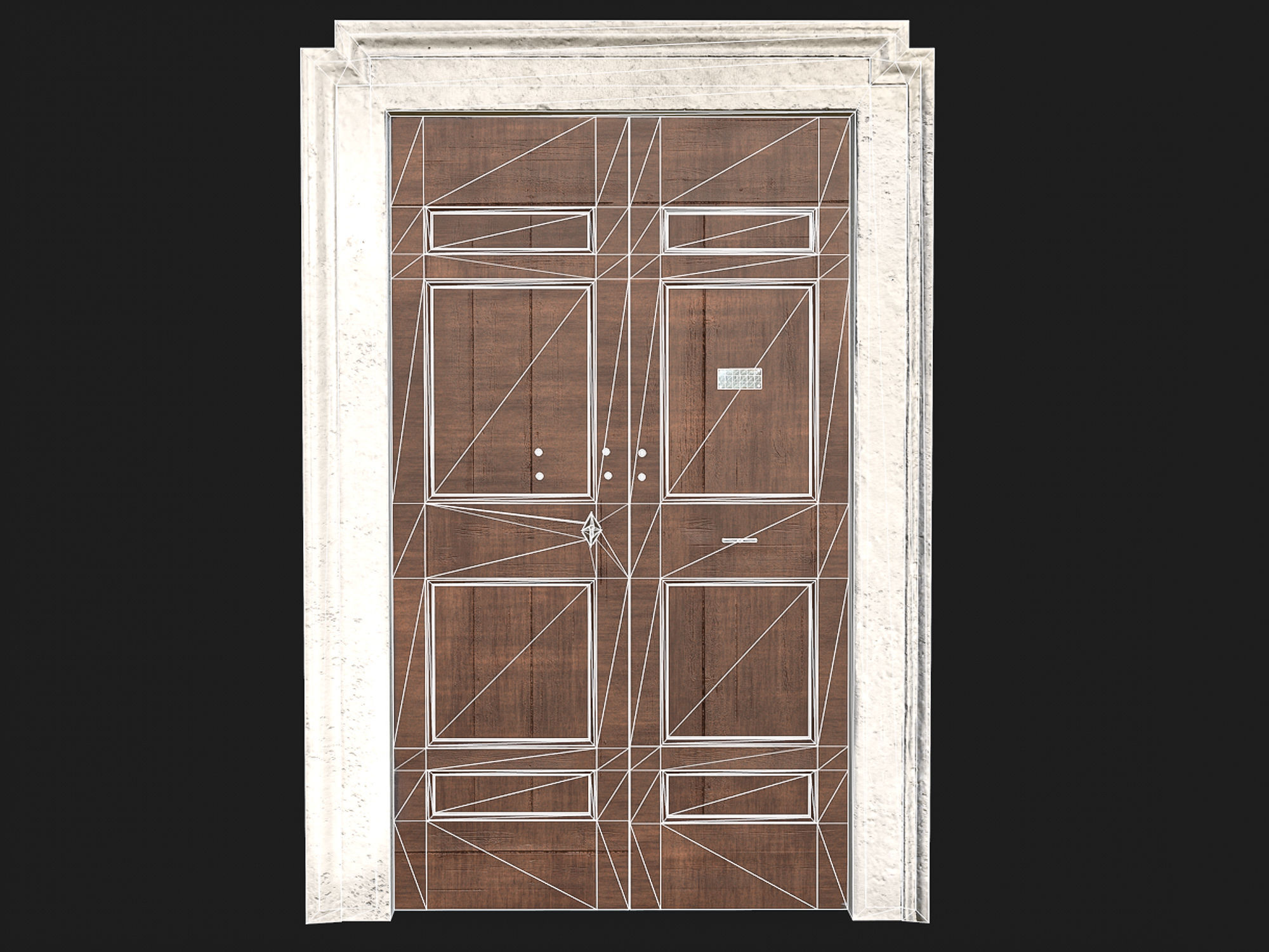 Wooden door 5 Low-poly 3D model_10