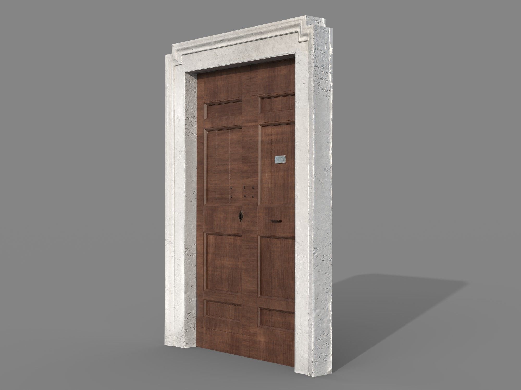 Wooden door 5 Low-poly 3D model_2