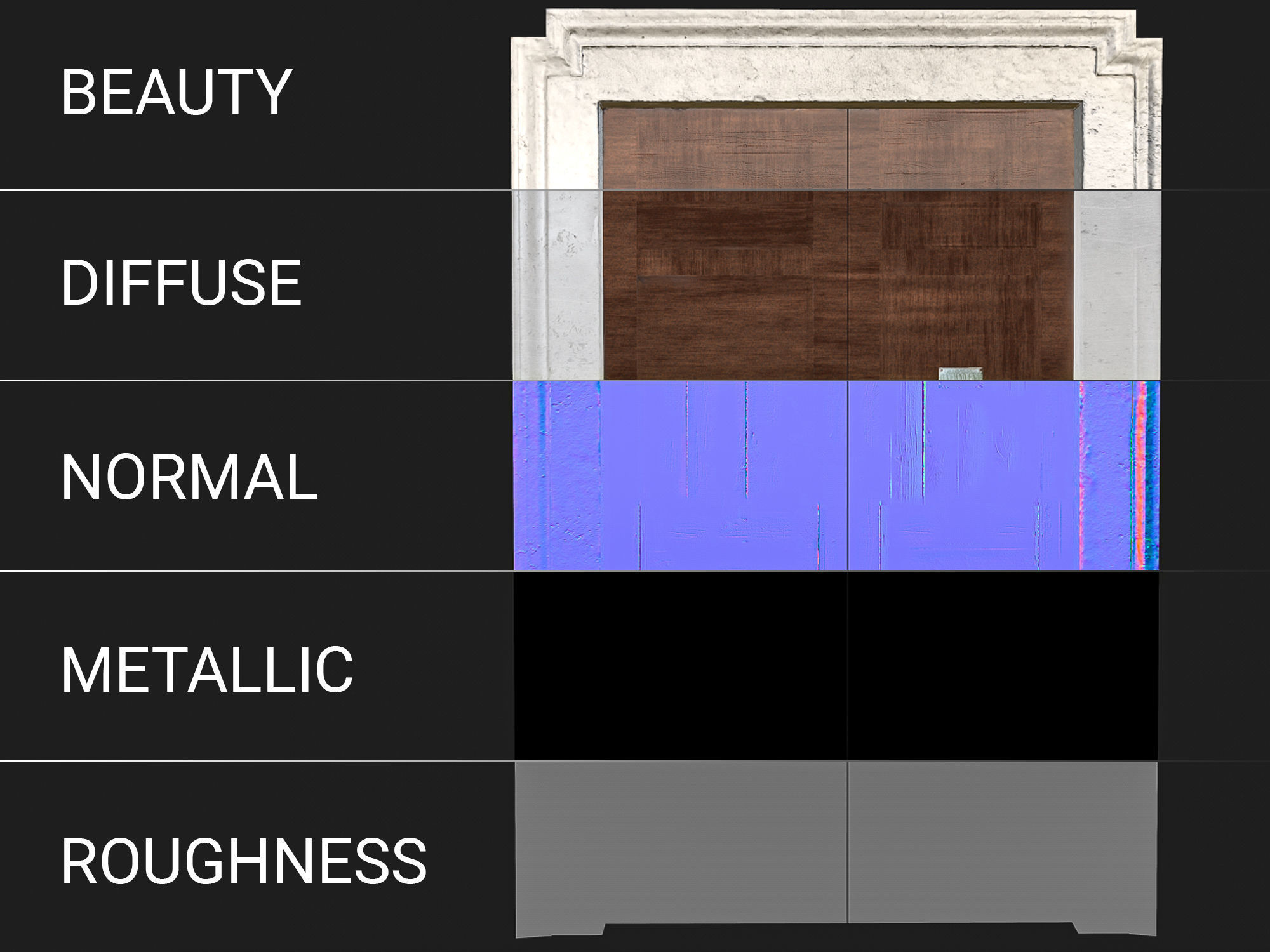 Wooden door 5 Low-poly 3D model_13