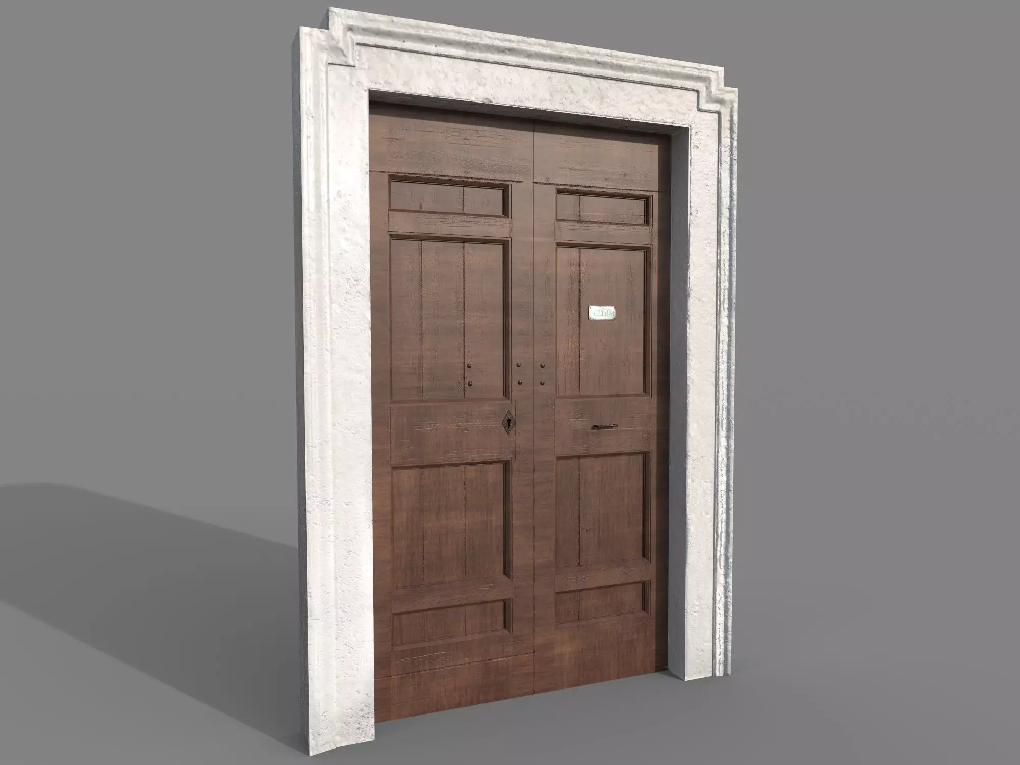Double Wooden Door 05 Stone Frame PBR Low-poly 3D model