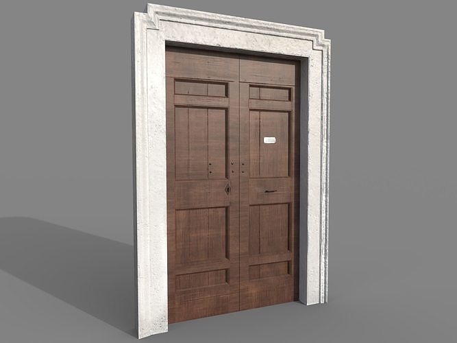 Wooden door 5 Low-poly 3D model