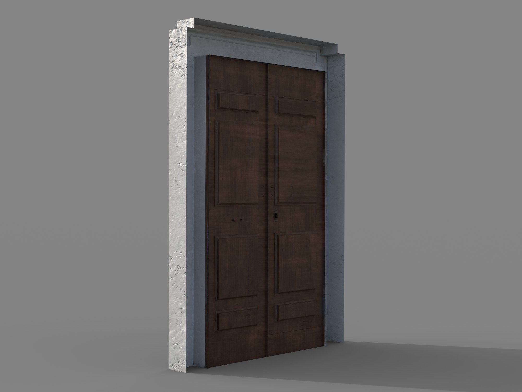 Wooden door 5 Low-poly 3D model_4
