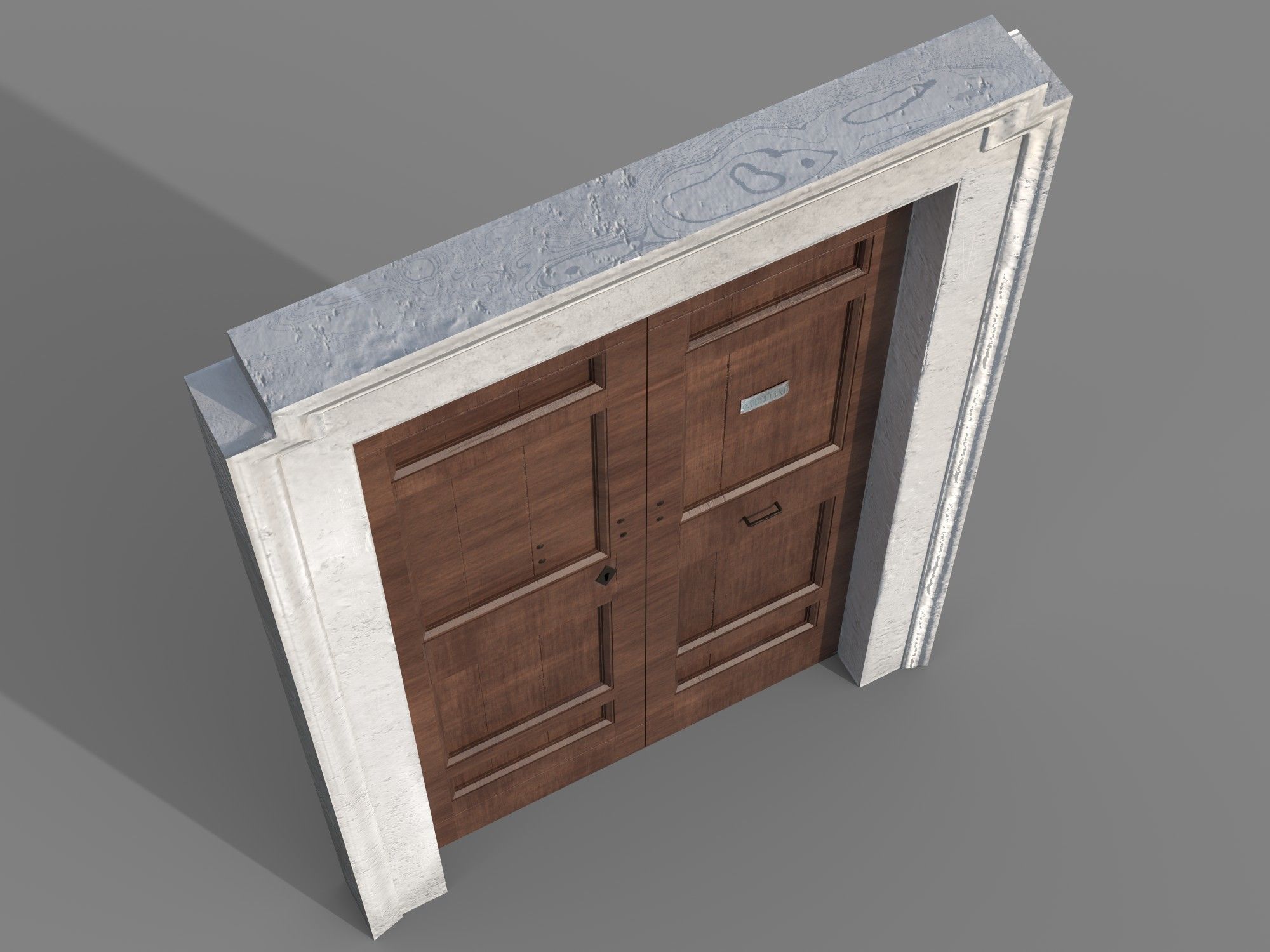Wooden door 5 Low-poly 3D model_5