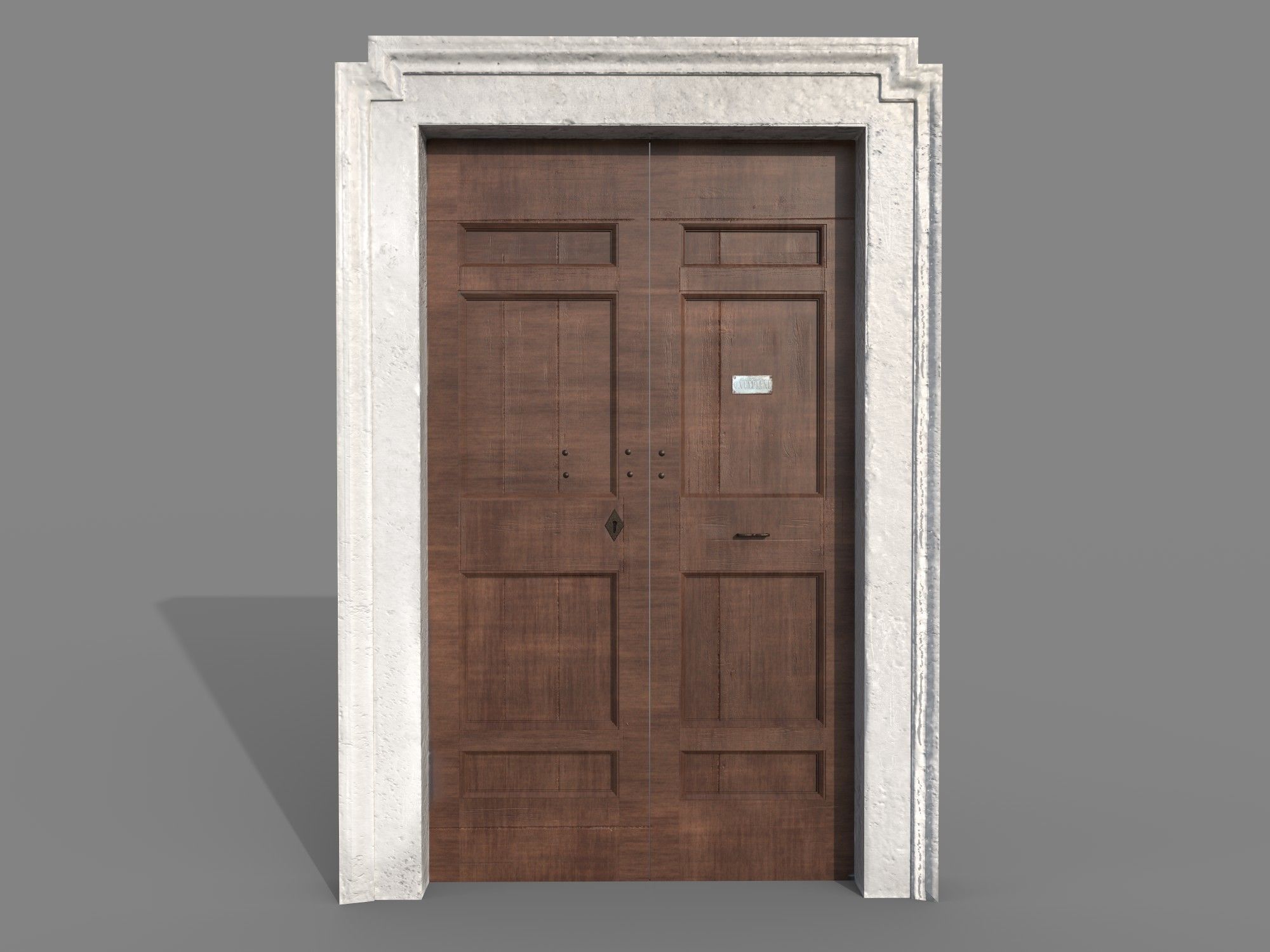 Wooden door 5 Low-poly 3D model_1