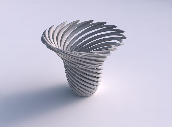 Bowl funnel with twisted sharp muscle structure very twisted and tapered
